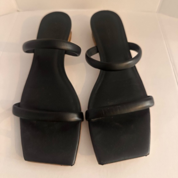 Cult Gaia Black Liz Leather Strappy Slide Women’s Sandals Bamboo Heel Size 39 9 - Picture 4 of 9